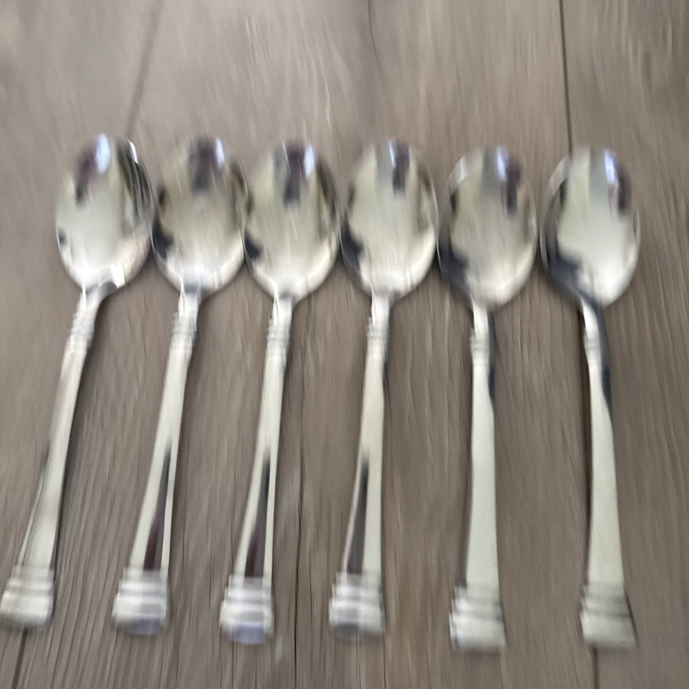 6 Place Oval Soup Spoons‎ Cambridge CODIE GLOSSY Stainless China 7 1/8"